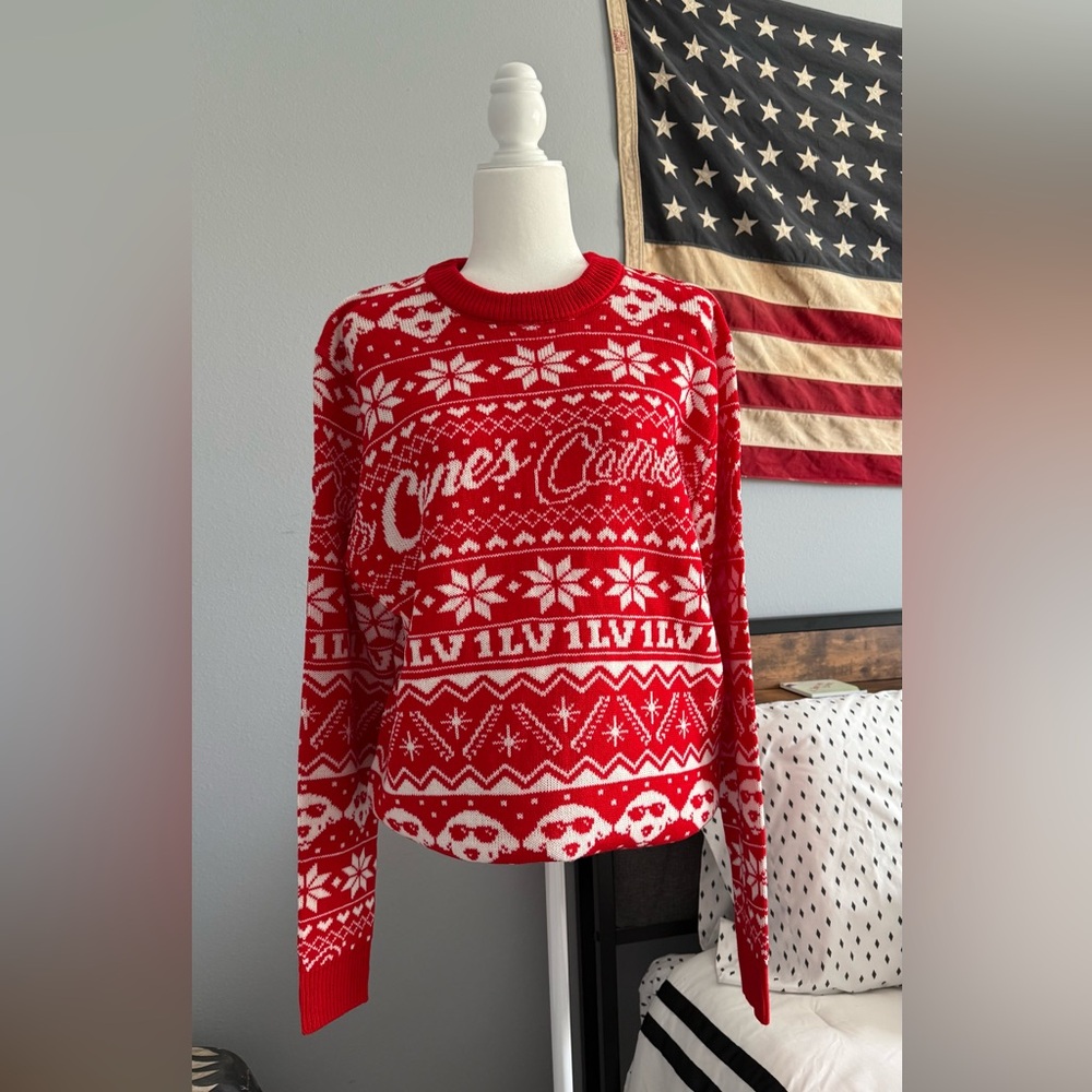 Raising Canes Holiday Christmas Sweater New Red unisex Ugly Sweater? Rare